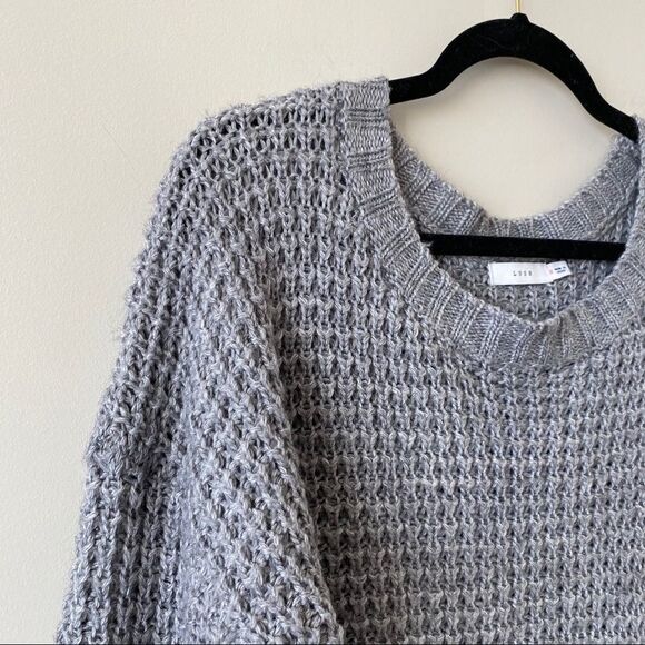 Lush-Grey Chunky Wool Blend Pullover Sweater - Picture 3 of 8